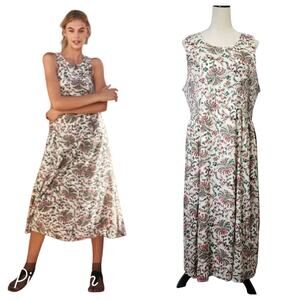 FatFace UK Connie Alhambra Palms Boho Cottagecore Gauzy Midi Print Dress
